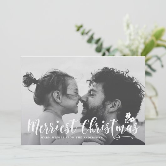 Nieuwste kerstdag Moderne kalligrafie II Feestdagenkaart (Staand voorkant)