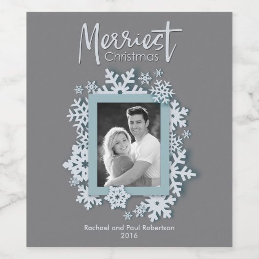 Nieuwste kerstfeestdag foto wijn etiket (Enkel label)