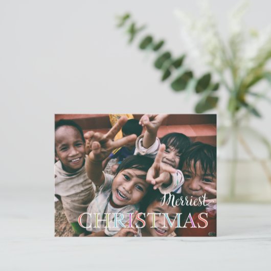 Nieuwste kerstfoto feestdagenkaart (Staand voorkant)