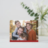 Nieuwste kerstfoto moderne scriptfoto briefkaart (Staand voorkant)