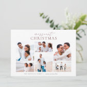 Nieuwste kerstkerst Elegant 6 Foto Collage Feestdagenkaart (Staand voorkant)