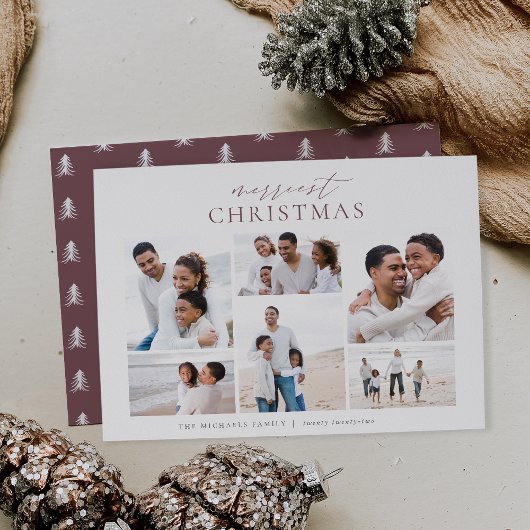 Nieuwste kerstkerst Elegant 6 Foto Collage Feestdagenkaart