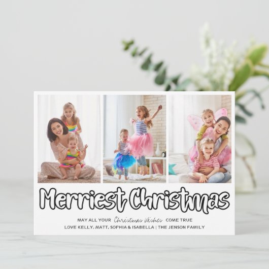 Nieuwste kerstopening 3 Verticale foto Feestdagenkaart (Staand voorkant)