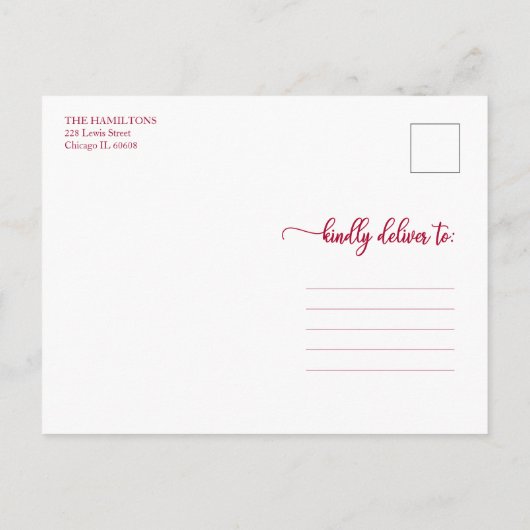 Nieuwste kerstrode kalligrafie briefkaart (Achterkant)