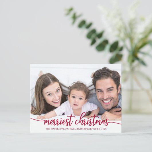 Nieuwste kerstrode kalligrafie briefkaart (Staand voorkant)