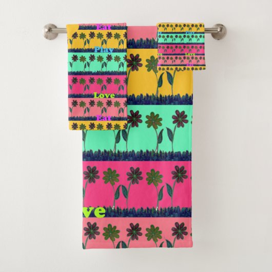 Nieuwste, kleurrijke Eat Love Speel Mode Ideeën Bad Handdoek (Insitu)