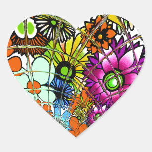 Nieuwste Kleurrijke Verbazingwekkende Bloemenpatro Hart Sticker