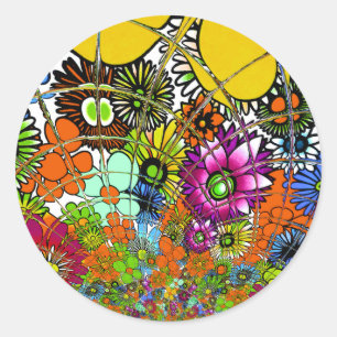 Nieuwste Kleurrijke Verbazingwekkende Bloemenpatro Ronde Sticker