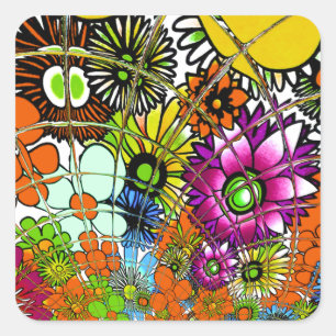 Nieuwste Kleurrijke Verbazingwekkende Bloemenpatro Vierkante Sticker