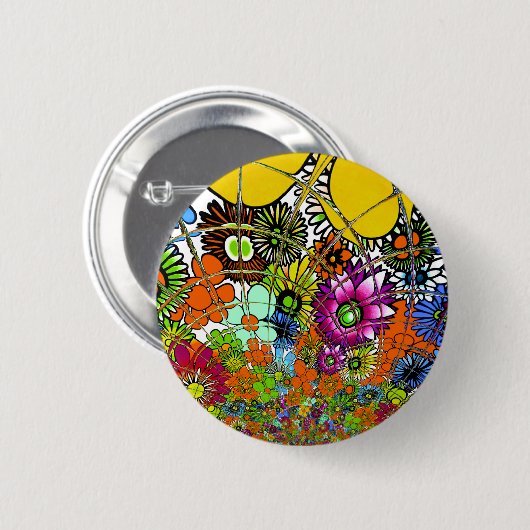 Nieuwste kleurrijke, verbluffende bloemetjesvormen ronde button 5,7 cm (Voorkant /achterkant)