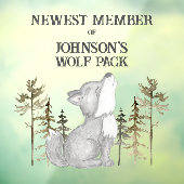 Nieuwste lid van het wolf pack kinderkamer decor raamsticker (Vel 3)