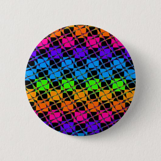 Nieuwste mooie edgy regenboog kleuren geruit ontwe ronde button 5,7 cm (Voorkant)