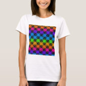 Nieuwste mooie edgy regenboog kleuren geruit ontwe t-shirt (Voorkant)