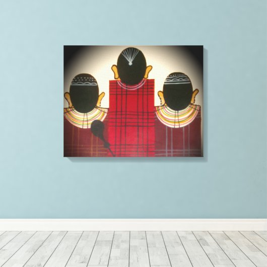 Nieuwste mooie Kenia Maasai Familieideeën Canvas Afdruk (Insitu (Houten vloer))