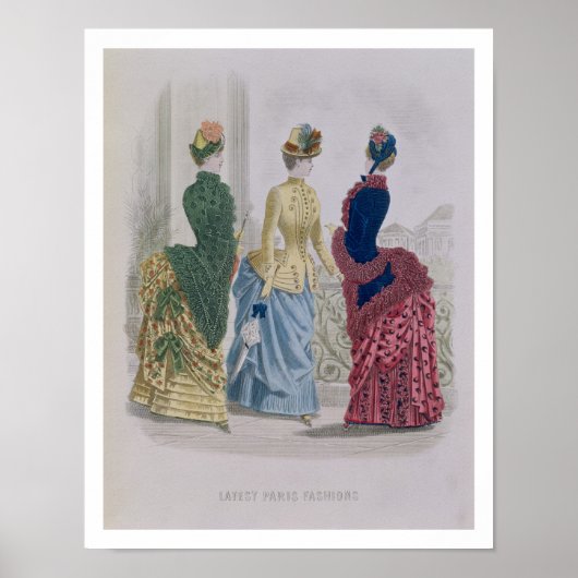 Nieuwste Parijse Modes, driedaagse jurken op een b Poster (Voorkant)