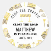 Nieuwste Waterverf Bouwwagen Verjaardag Ronde Sticker (Voorkant)