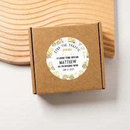 Nieuwste Waterverf Bouwwagen Verjaardag Ronde Sticker