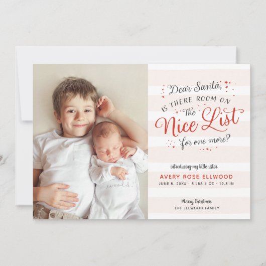 Nieuwste zus of broer Kerst Aankondiging (Voorkant)
