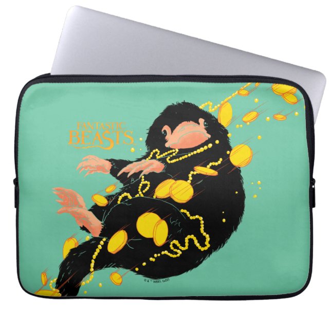 Niffler met goud laptop sleeve (Voorkant)