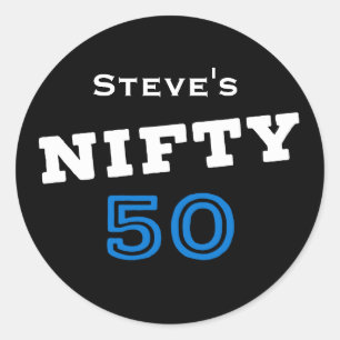Nifty 50 Verjaardag Ronde Sticker