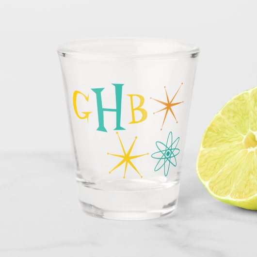 Nifty Fifties Atom en Sterren Monogram Shot Glas (Voorkant)