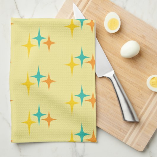 Nifty fifties - drievoudige starburst keukenhanddo theedoek (Quarter Fold)