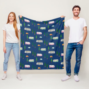 Nifty Fifties Retro Campers Fleece Deken