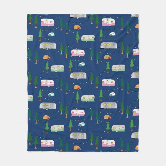 Nifty Fifties Retro Campers Fleece Deken (Voorkant)