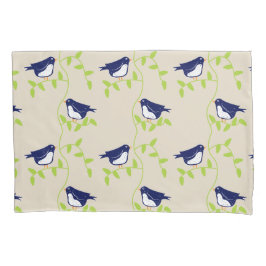 Nifty fifties - twee blauw vogelkussen hoesje kussensloop