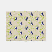 Nifty fifties - twee blauwe vogels fleece worp deken (Voorkant (Horizontaal))