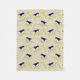 Nifty fifties - twee blauwe vogels fleece worp deken