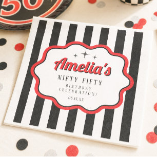 Nifty Fifty 50ste Verjaardagsfeest Retro Papier Servet