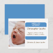 Nifty Nametag Geboorteaankondiging Voor Jongens Aankondigingskaart (Voorkant / Achterkant)