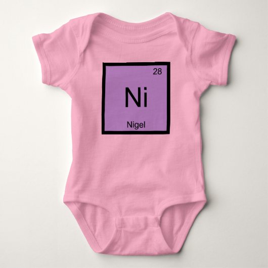 Nigel Naam Chemie Element Periodiek Systeem Romper (Voorkant)