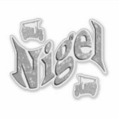 "Nigel" Name With Vintage Fire Trucks, Sticker (Voorkant)