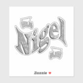 "Nigel" Name With Vintage Fire Trucks, Sticker (Vel)