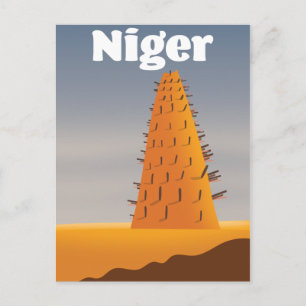 Niger Agadez Moskee reisposter Briefkaart