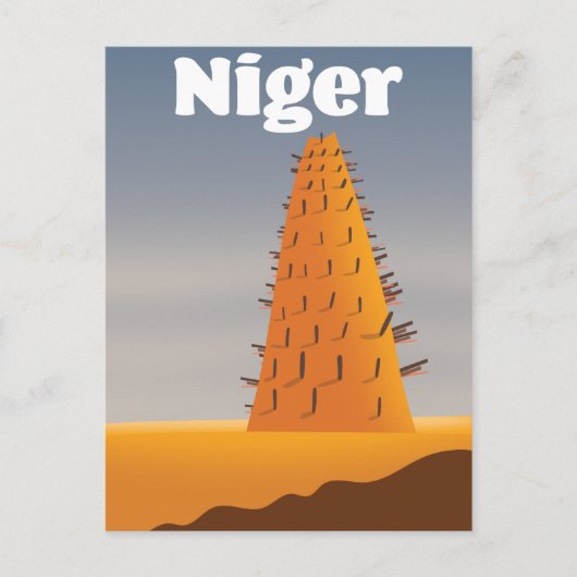 Niger Agadez Moskee reisposter Briefkaart (Voorkant)
