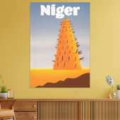 Niger Agadez Moskee reisposter Canvas Afdruk (Insitu (Woonkamer))