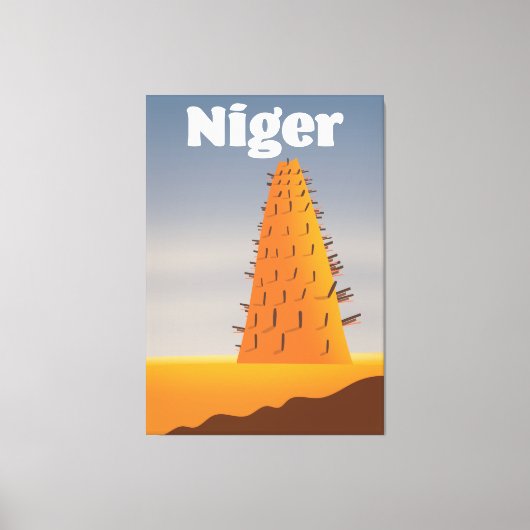 Niger Agadez Moskee reisposter Canvas Afdruk (Voorkant)