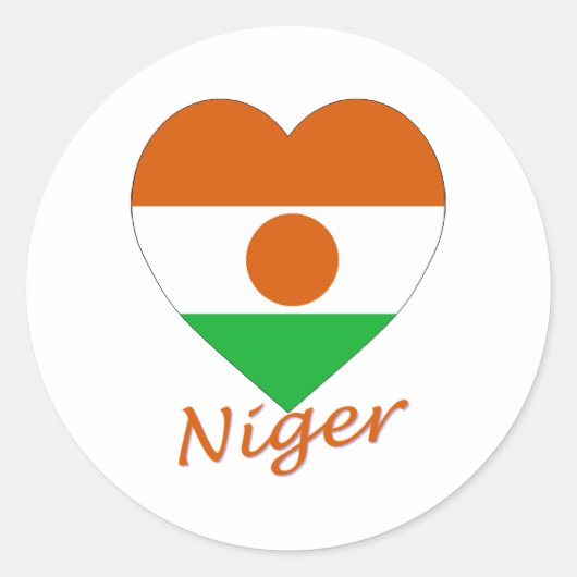 Niger Flag Heart Ronde Sticker (Voorkant)