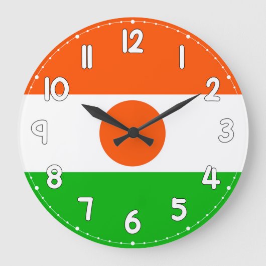 Niger Flag Wall Clock – Patriotic Home & Office De Grote Klok (Voorkant)