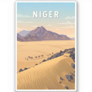 Niger Illustratie Reis Kunst Vintage Sticker
