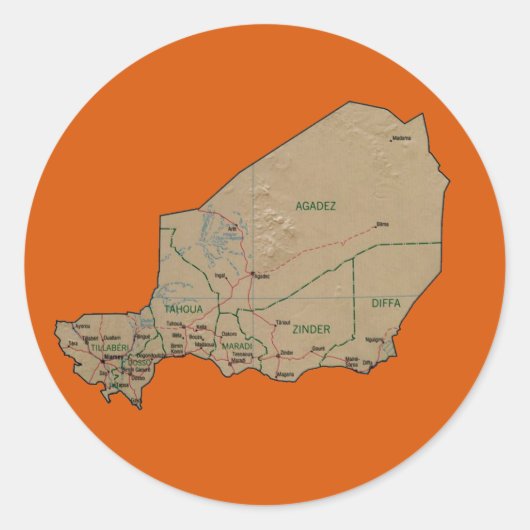 Niger Kaart Sticker (Voorkant)
