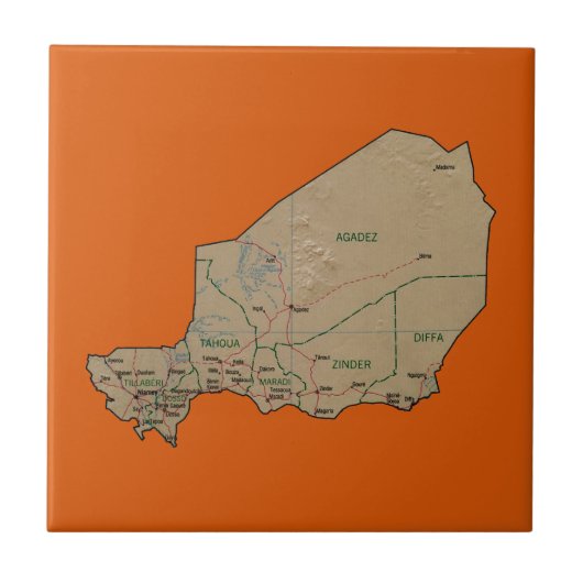Niger kaart tegel tegeltje (Voorkant)