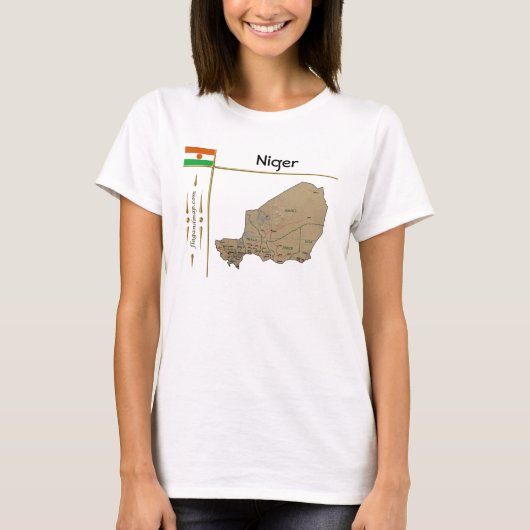Niger kaart + vlag + titel T-shirt (Voorkant)