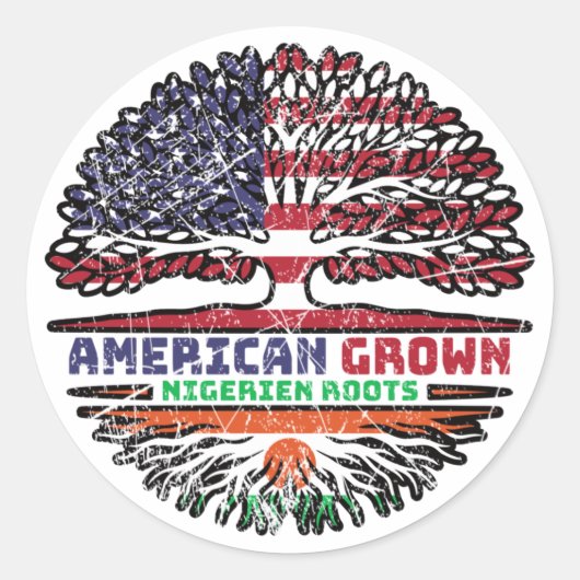 Niger Nigerien American USA Tree Roots Flag Ronde Sticker (Voorkant)