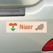 Niger Vlag Hart + Landkaart Bumpersticker (Op auto)