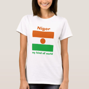 Niger vlag + kaart + Tekst T-shirt