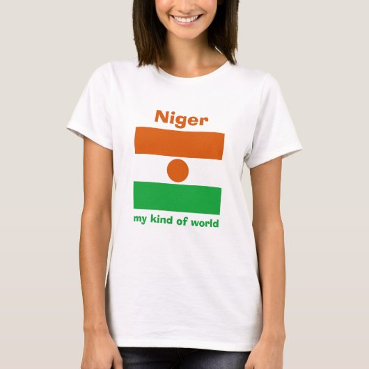Niger vlag + kaart + Tekst T-shirt (Voorkant)